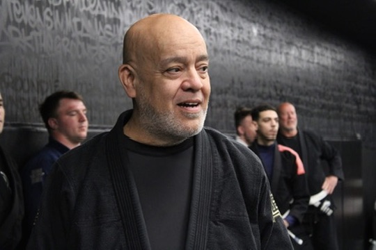 Coach Ray Ramirez at Deep Water Brazilian Jiu Jitsu Coach Ray Ramirez smiling inside Deep Water Brazilian Jiu Jitsu in Harrisburg, Pennsylvania.