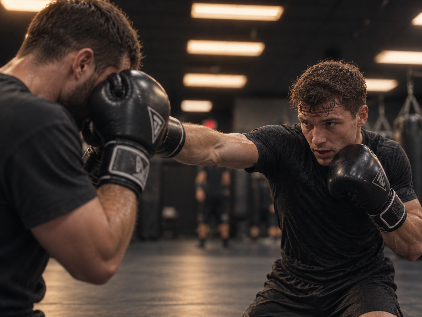 Boxers training punches, defense, movement, and timing during a Boxing session at Deep Water BJJ in Harrisburg, Pennsylvania.